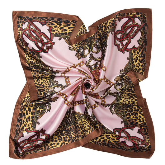 Pañuelo Cuadrado Grande Estampado Leopardo y Cadena - Imitación Seda Malasia - Image 10