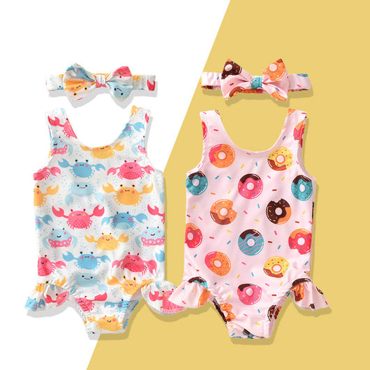 Traje de Baño Infantil de Una Pieza con Diseño de Cangrejo Cartoon