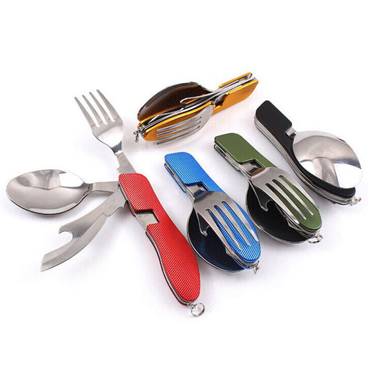 Cubiertos de Viaje Plegables Multifuncionales con Tres Cuchillos para Fruta