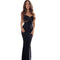 Vestido de Noche Largo con Cintura de Malla Elegante