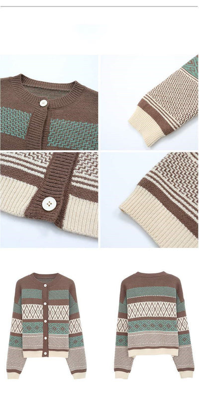 Cardigan Tejido Cuello Redondo Design Sense Niche - Image 15