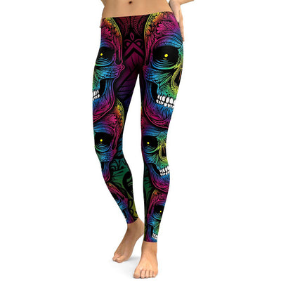 Leggins Calavera Arcoíris Talla Grande Mujer - Cintura Alta Ajustados Deportivos - Image 5
