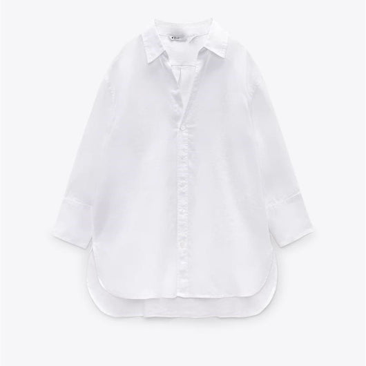 Camisa Lino Holgada Estilo Occidental Manga Larga - Image 10