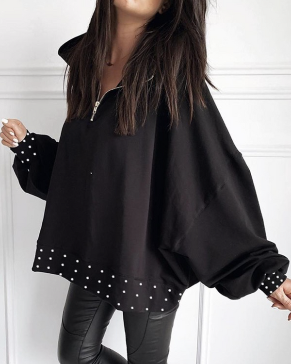 Chamarra Acolchada Casual con Perlas