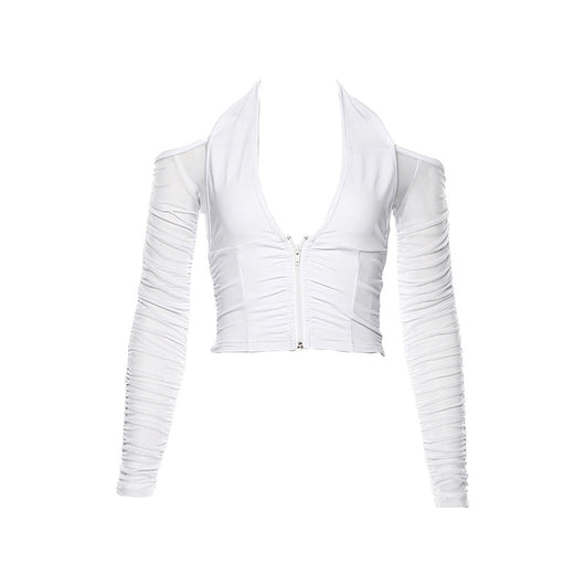 Camisa Base Blanca Manga Larga Cuello V Ajustada - Image 3