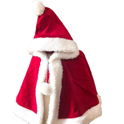 Capa Chal Navideño Rojo Terciopelo Banda Gorro Antiventos - Image 5