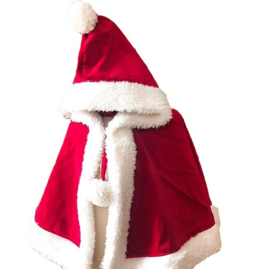 Capa Chal Navideño Rojo Terciopelo Banda Gorro Antiventos - Image 5