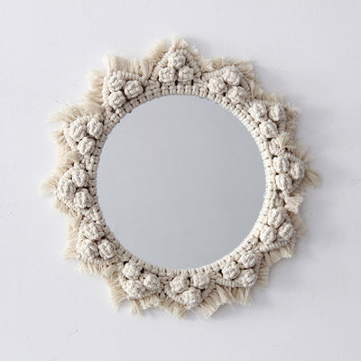 Espejo Decorativo Escandinavo Girasol - Tapiz Hecho a Mano con Anillo de Cosmético - Image 9