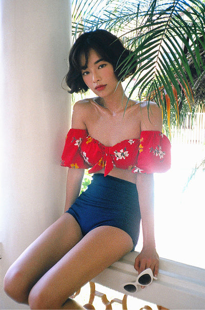 Vestido Ajustado de Cintura Alta con Mangas Abullonadas y Control de Abdomen