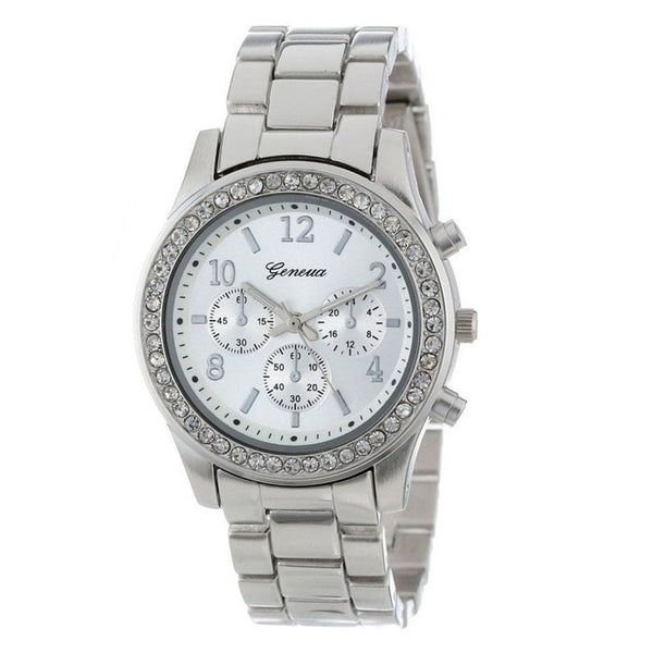 Reloj Pulsera de Diamantes con Correa de Acero Inoxidable