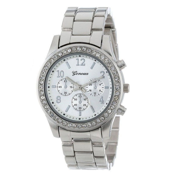 Reloj Pulsera de Diamantes con Correa de Acero Inoxidable