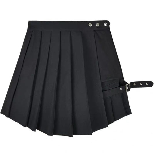 Falda Shorts Plisada Punk Asimétrica para Mujer Talla Grande - Image 2