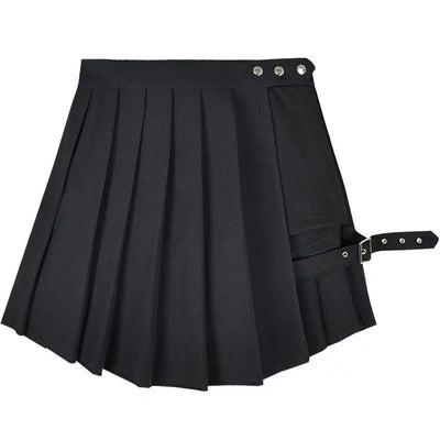 Falda Shorts Plisada Punk Asimétrica para Mujer Talla Grande - Image 2