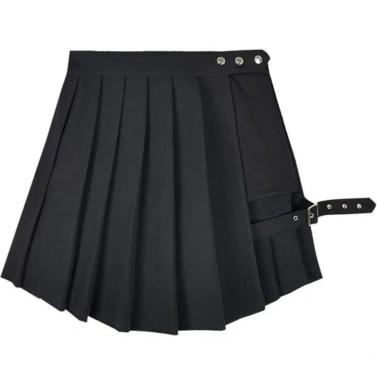 Falda Shorts Plisada Punk Asimétrica para Mujer Talla Grande - Image 2