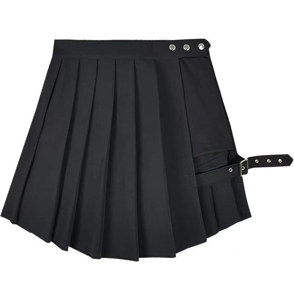 Falda Shorts Plisada Punk Asimétrica para Mujer Talla Grande