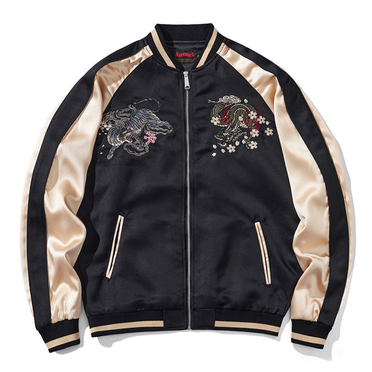 Chaqueta Suelta Estilo Chino con Bordados en Poliéster para Hombre