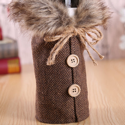 Funda Decorativa para Botella de Vino con Lazo y Cuello de Peluche - Image 5