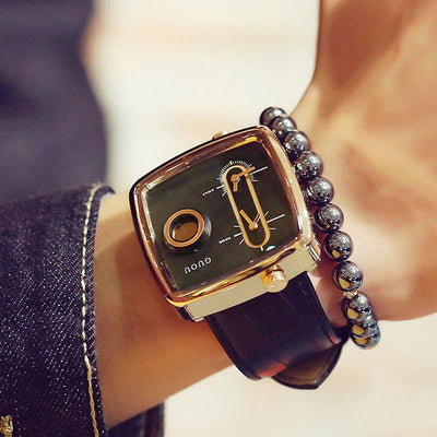 Reloj de Pulsera Cuadrado Hombre Doble Movimiento - Elegancia y Estilo - Image 12