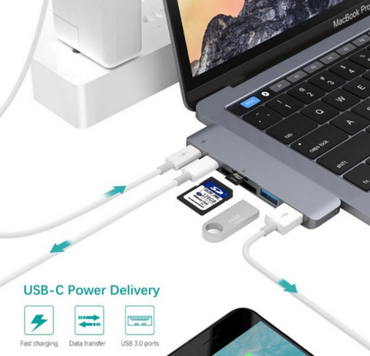 Hub USB-C Multifunción para Apple con Lector de Tarjetas SD/TF y Carga Rápida - Image 6