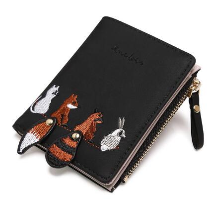 Cartera Infantil de Cuero con Animales Kawaii - Monedero Compacto con Cierre y Cremallera