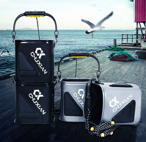 Cubo de Pesca Plegable con Cuerda - Balde Aireado para Peces Vivos