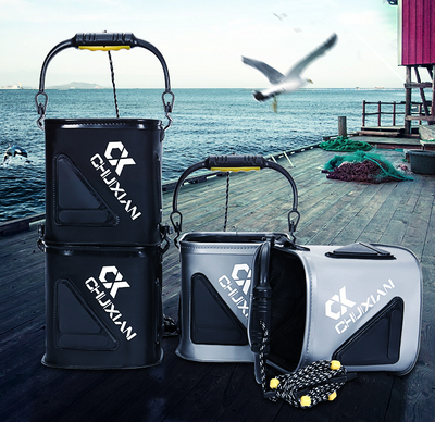 Cubo de Pesca Plegable con Cuerda - Balde Aireado para Peces Vivos