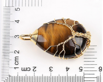 Colgante de Piedra Natural con Envoltorio de Alambre Dorado - Image 4
