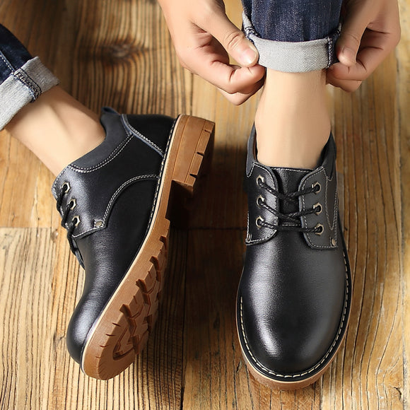 Zapatos Casuales de Cuero con Suela Gruesa para Hombre