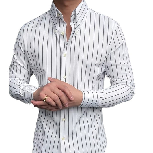 Camisa Casual de Negocios a Rayas Manga Larga para Hombre - Image 6