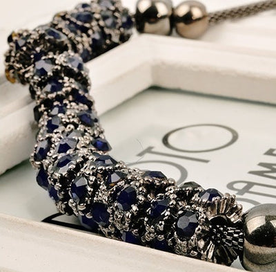 Collar de Zafiro Negro y Diamante Azul Redondo - Image 3