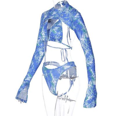 Traje de Baño de Tres Piezas con Encaje y Ajuste Frontal - Image 4