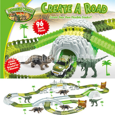 Auto de Dinosaurio Eléctrico con Pista Armable - Juguete Educativo de Doble Capa - Image 10