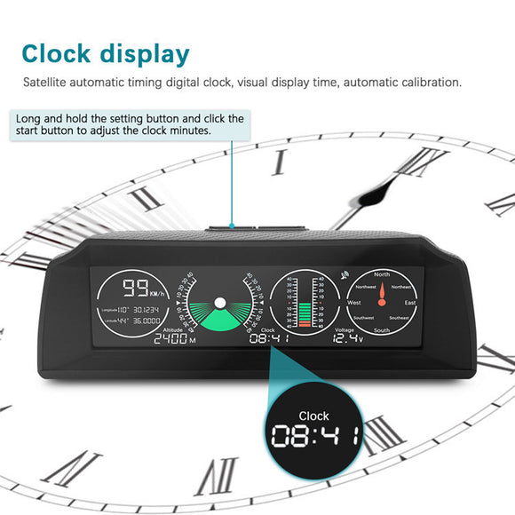 Monitor HUD GPS Universal para Auto - Velocidad, Brújula y Gradiente