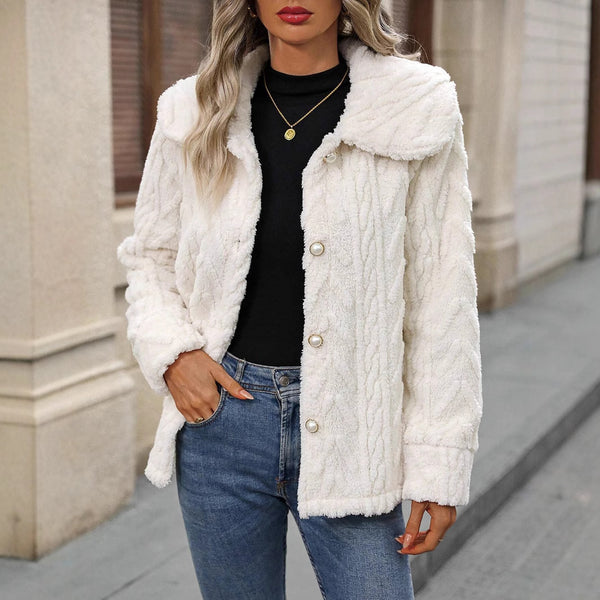 Cardigan de Solapa Grande con Felpa Doble Cara para Mujer