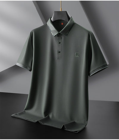 Polo Oversize de Seda Helada para Hombre - Manga Corta con Solapa Relajada - Image 6