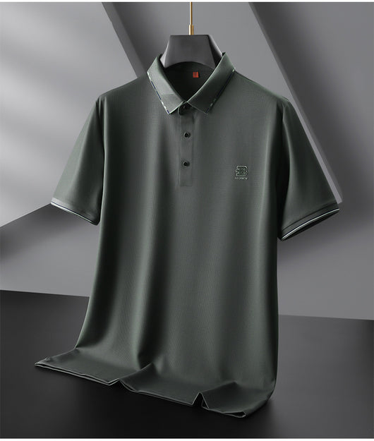 Polo Oversize de Seda Helada para Hombre - Manga Corta con Solapa Relajada - Image 6