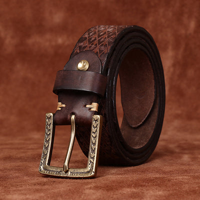 Cinturón de Cuero para Hombre con Hebilla Diamantada Tallada - Image 37