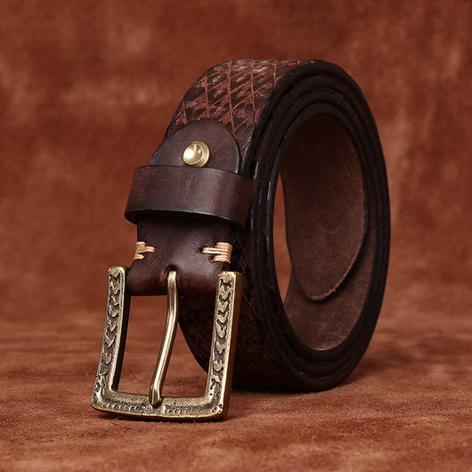 Cinturón de Cuero para Hombre con Hebilla Diamantada Tallada - Image 37