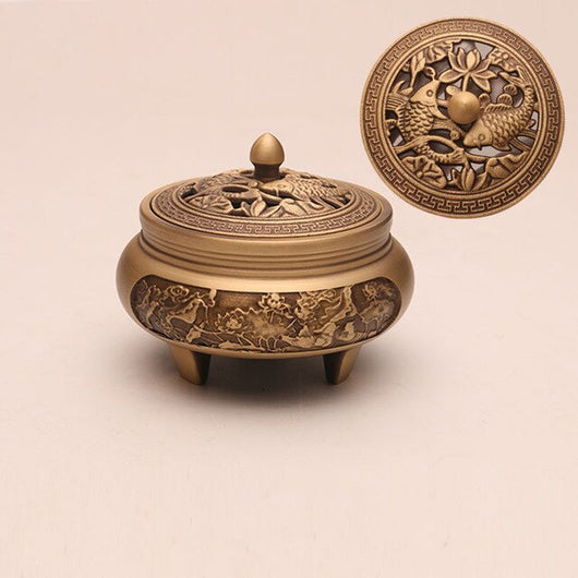 Quemador de Incienso de Cobre Puro Estilo Xuande - Artesanía Zen Tallada a Mano - Image 11