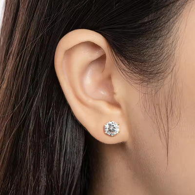 Aretes de Cristal de 1 Quilate Plata de Ley S925 para Mujer - Image 2