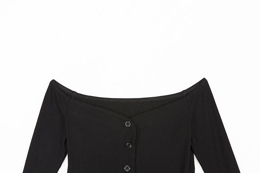 Suéter Cropped Ajustado de Manga Larga y Botón Único - Image 11