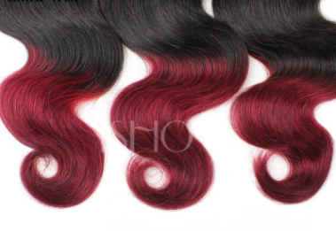 Peluca Brasileña Ondulada Dos Tonos Rojo Vino - Cabello Real de Alta Densidad - Image 5