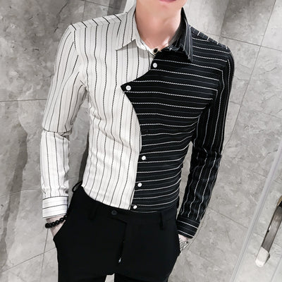 Camisa Casual Hombre Contraste de Colores Estilo Británico