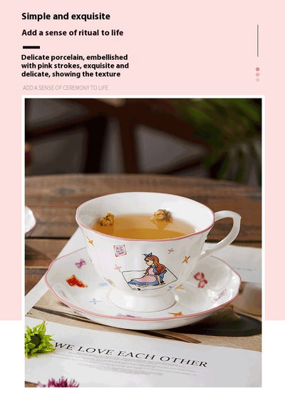 Juego de Café Retro Francés de Cerámica con Corazones - Image 9