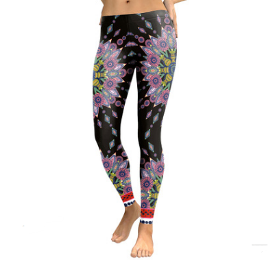 Leggings Deportivos Mandala Flor Rosa Starburst para Yoga