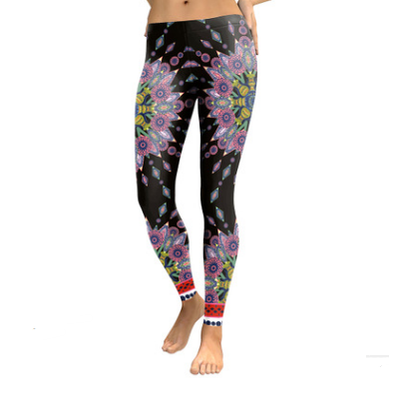 Leggings Deportivos Mandala Flor Rosa Starburst para Yoga - Image 2