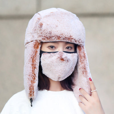 Conjunto de Máscara Antipolvo y Gorro Térmico para Mujer Invierno