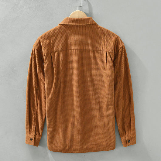 Camisa de Trabajo Estilo Japonés Textura Waffle Manga Larga - Image 2
