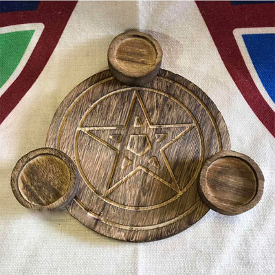 Portavelas de Madera con Diseño Pentagrama - Image 5