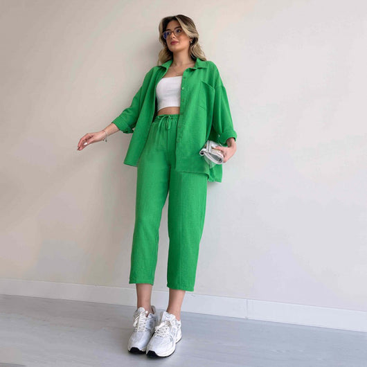 Conjunto Deportivo Mujer: Blusa Suelta Cropped + Pantalón Harem - Image 9